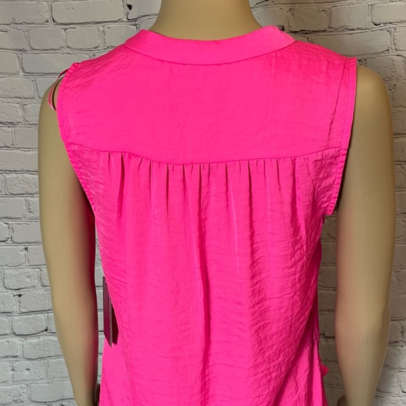NWT New Vince Camuto Pink Rumpled Satin Sleeveless Blouse Size XS - Picture 11 of 12